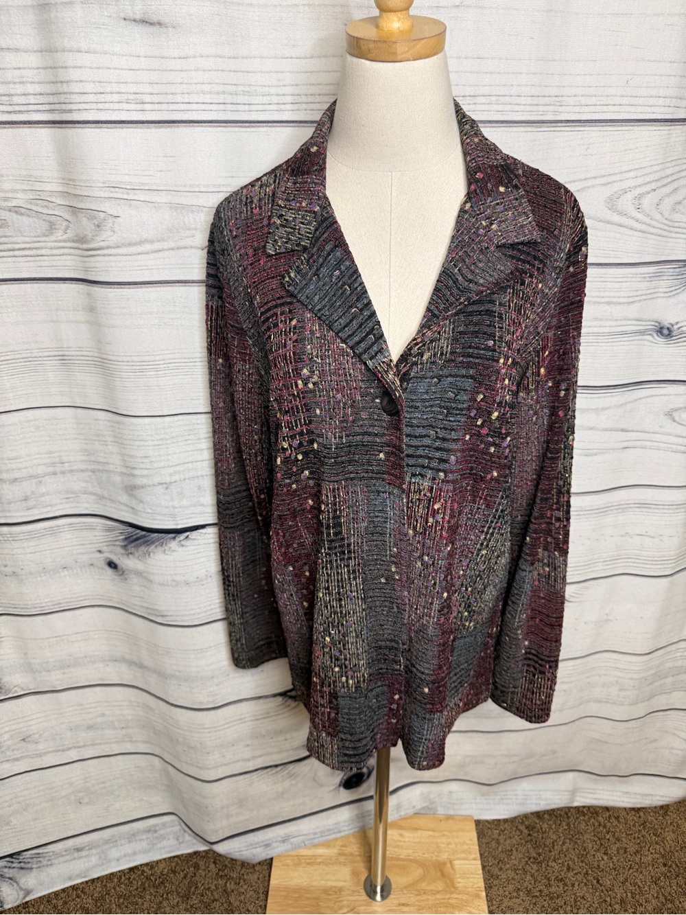 Laura Ashley Multicolor Button-Down Jacket — Pink, Yellow, Blue, Black